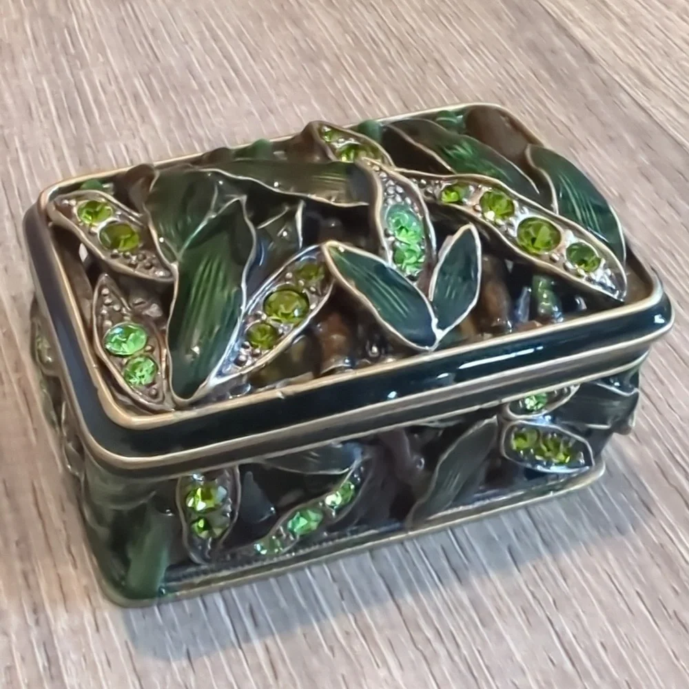 Bamboo Rhinestone Decorative Trinket Boxes Set Of 2